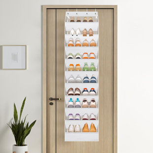 Support de rangement de chaussures transparent à 10 niveaux sur le dessus de la porte, grand support à chaussures à poche profonde, pouvant contenir 20 paires de chaussures de sport