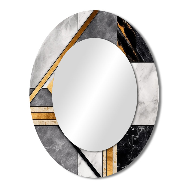 Lando - Miroir abstrait en métal, 43 po x 33 po