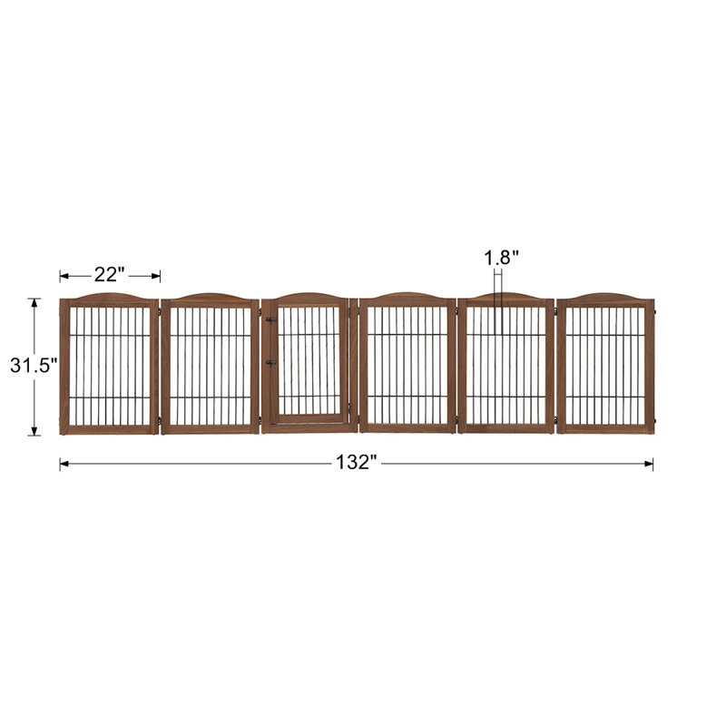 Barrière pour chien extra large de 132 po Neema et clôture pour chien autoportante avec porte de passage, barrières pour chien pour la maison, utilisation comme enclos intérieur pour chats, enclos pour lapins, barrière pour bébé