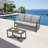 2-Piece Wicker Patio Conversation Set with Gray Cushions & Coffee Table