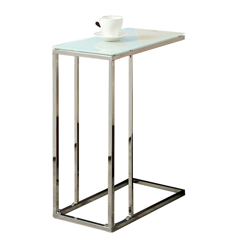 Table à collation Daeyonna avec plateau blanc et pieds chromés