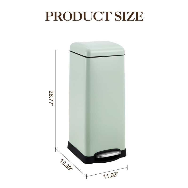 Poubelle de salle de bain 8 gallons, poubelle à pédale carrée 30 litres en acier inoxydable avec couvercle à fermeture douce pour la cuisine, avec seau intérieur amovible