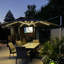 Parasol en porte-à-faux rond 11 pi avec lumières et base au sol, gris-96664856
