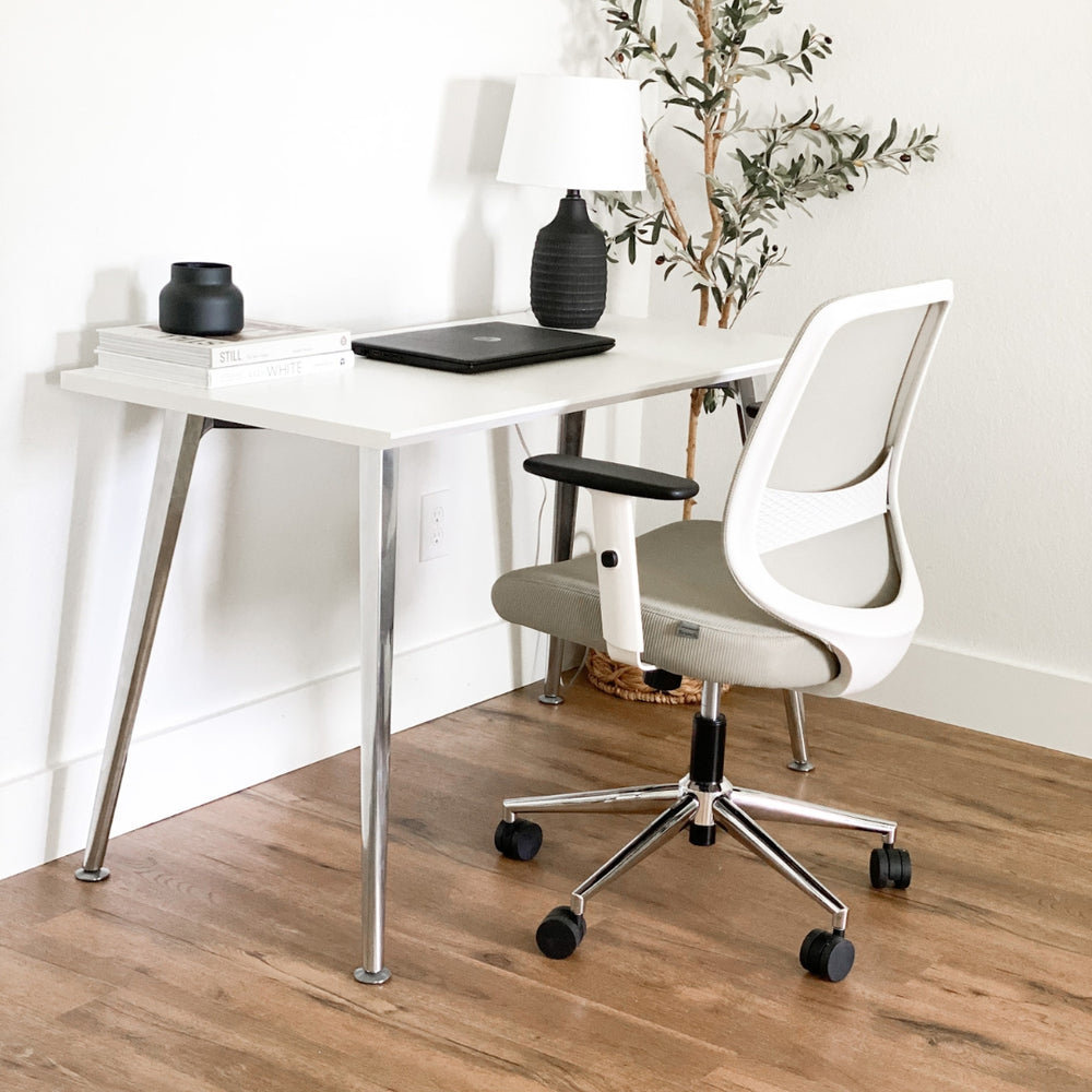 Writing Desk, 30" H x 48" W x 24" D, Mirror, White