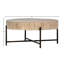 Sison 36" Reclaimed Mango Wood Coffee Table w/ Iron Base, Light Warm Wash