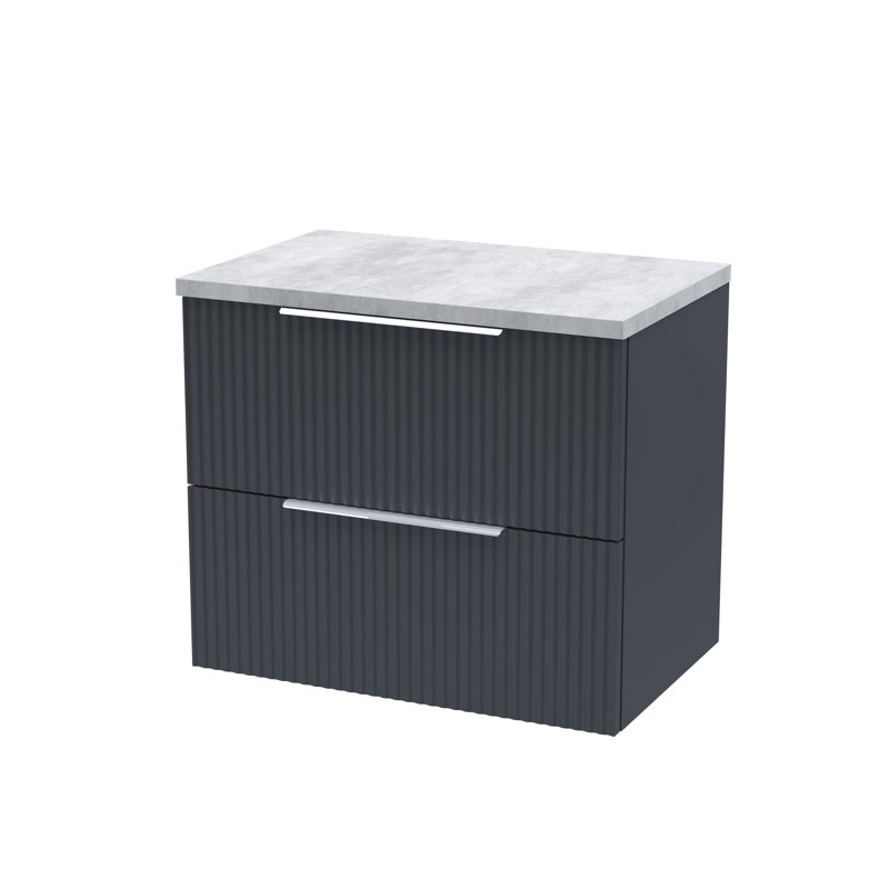 Fluted 60.5cm Single Bathroom Vanity Base Only in Black/White, Satin Anthracite