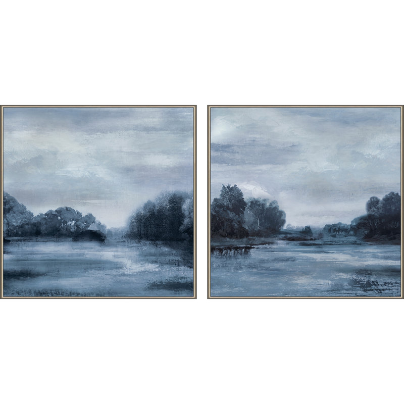 «Morning Calm» par Galloway - Ensemble de 2 peintures à cadre simple