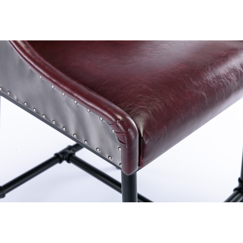 Upholstered Adjustable Height Counter Stool with Metal Frame, Cognac