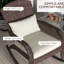 Fauteuil à bascule blanc crème pour balcon, avec dossier haut, coussin d'assise confortable et oreiller, idéal pour se détendre sur une terrasse, dans un jardin ou sur un porche.