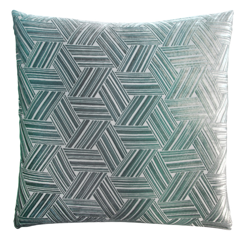Entwined Square Velvet Pillow Cover & Insert, Jade, 20" x 20"
