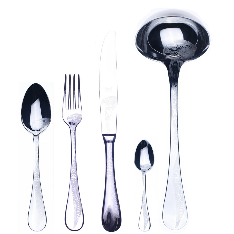 Caccia Flatware Set - 49 Pieces - Stainless Steel, Silver