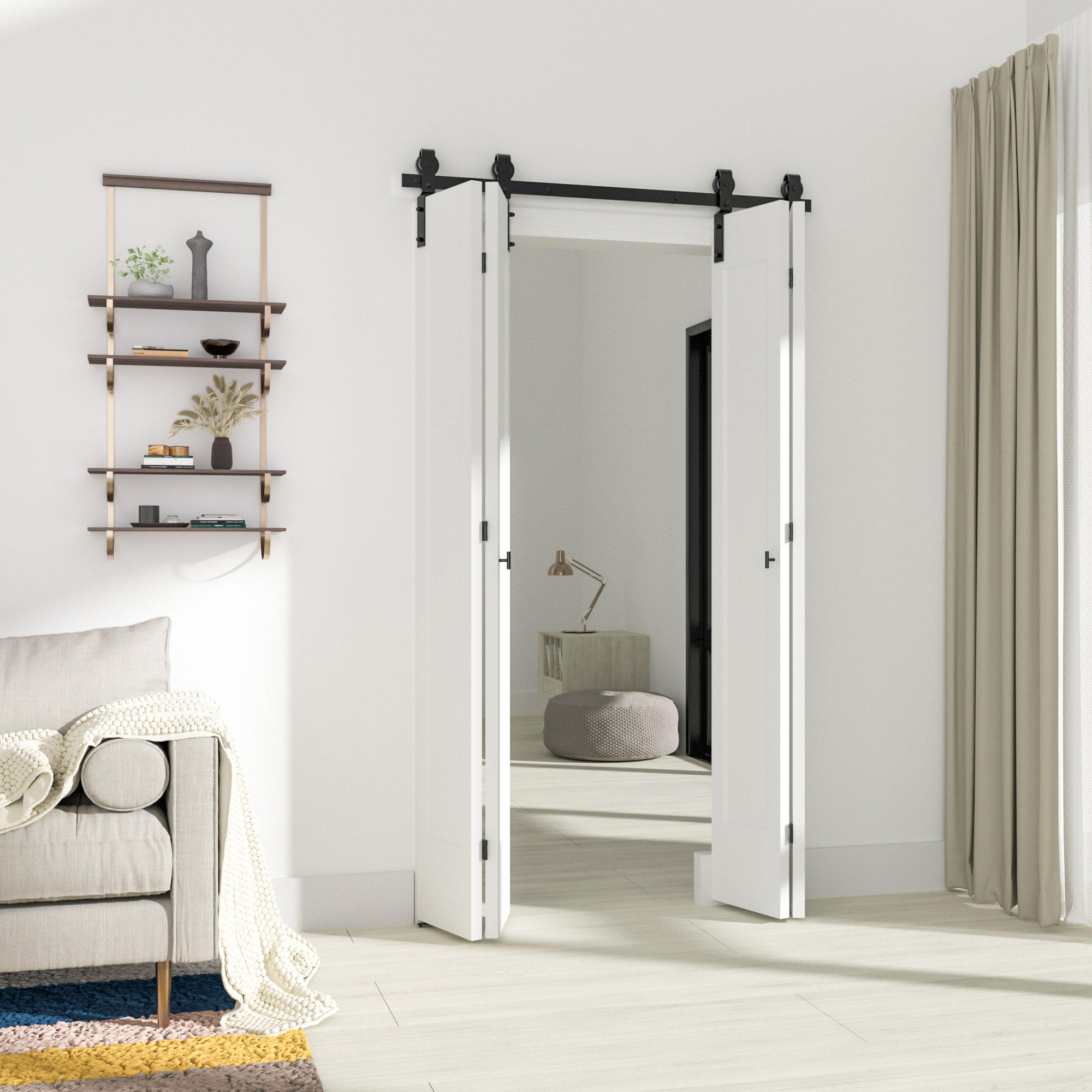 ATT Black Iron Double Door Barn Door Hardware Kit | Wayfair