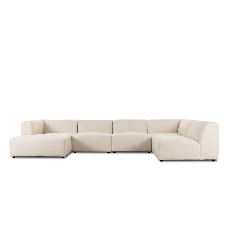 Lawndale 5PC Sectional W/ RAFC-Napa Sandstone, Left Hand Facing, Fayette Cloud Polyester Blend