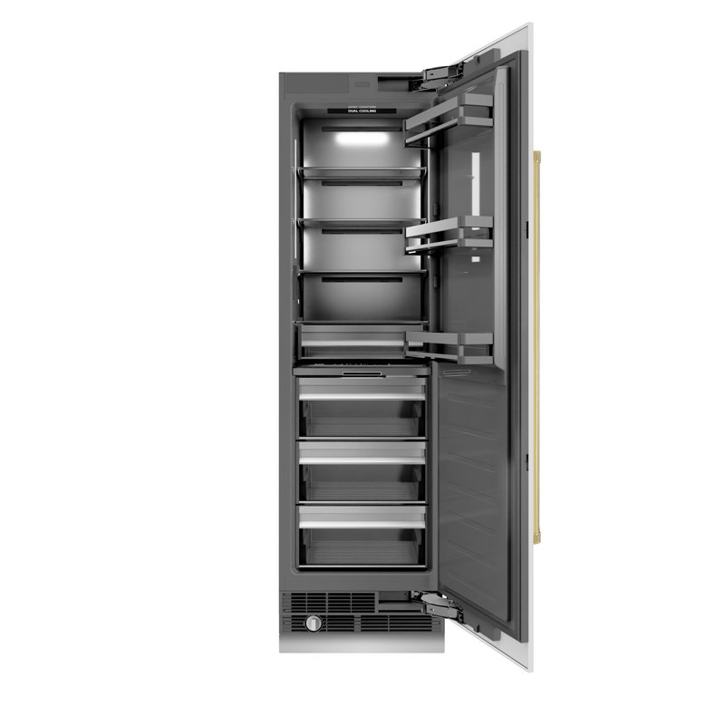 ZLINE Autograph 24 in. Column Refrigerator with Graphite Gray Interior and Polished Gold Accents,  White Matte/Gold