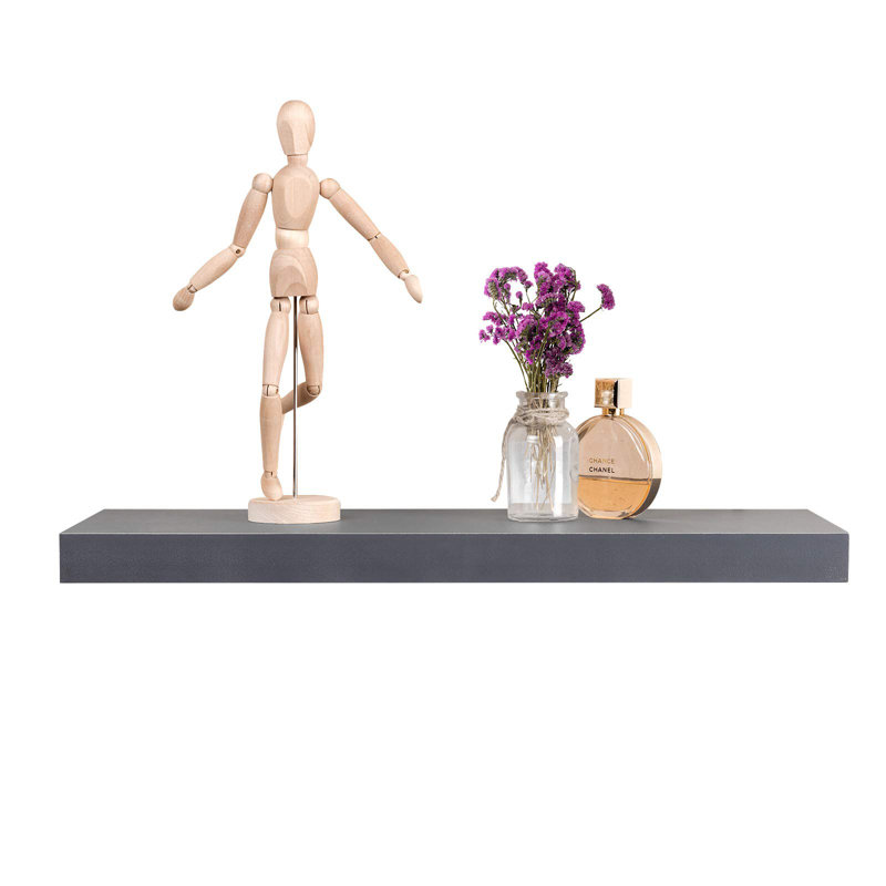 Derrance Floating Shelf, 3.8cm H x 60cm W x 22.9cm D , Dark Grey Rustic