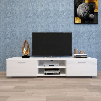 White TV Stand For 70 Inch TV Stands, Media Console Entertainment Center Television Table, 2 Storage Cabinet With Open Shelves For Living Room Bedroom -  Latitude Run®, 3C5684FF59514793865C9E361E4AF881