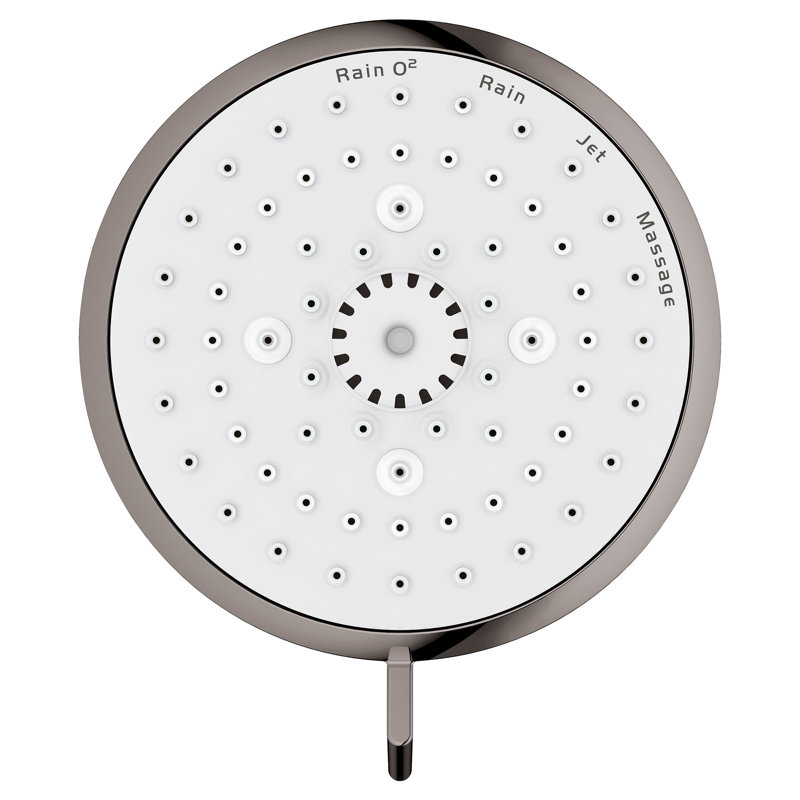 Tempesta Fixed 4-Setting Shower Head Rain O2 Rain Massage Jet Settings, Hard Graphite, 1.75 GPM