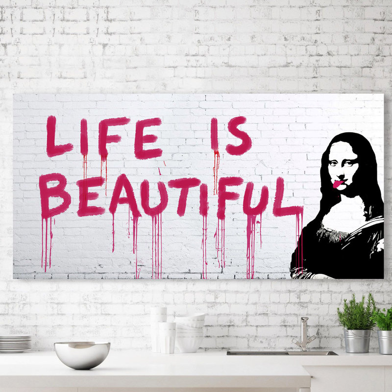 Life Is Beautiful - No Frame Print on Canvas, 70cm H x 140cm W x 4cm D