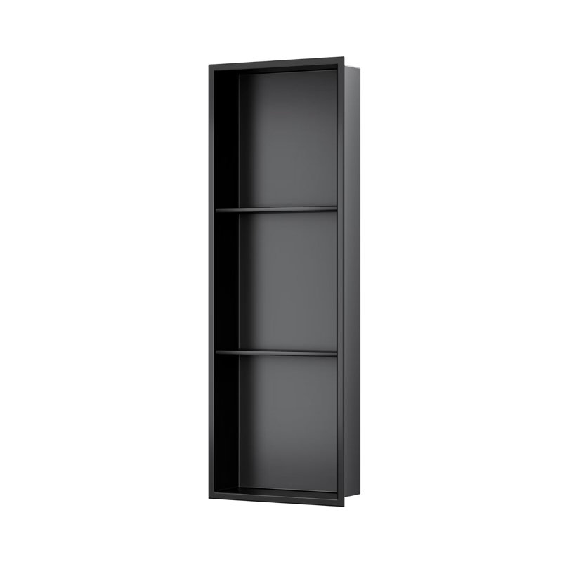 Bathroom Shower Niche Stainless Steel, 36x12 Shower Niche Insert Shelf, Vertical Horizontal Install, Matte Black