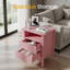 Ensemble de 2 tables de chevet cannelées roses avec 2 tiroirs et tablette ouverte, tables de chevet modernes-645230058-645230071