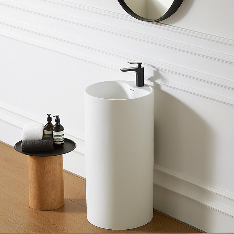 Lavabo de salle de bain à piédestal à surface solide 66S-08