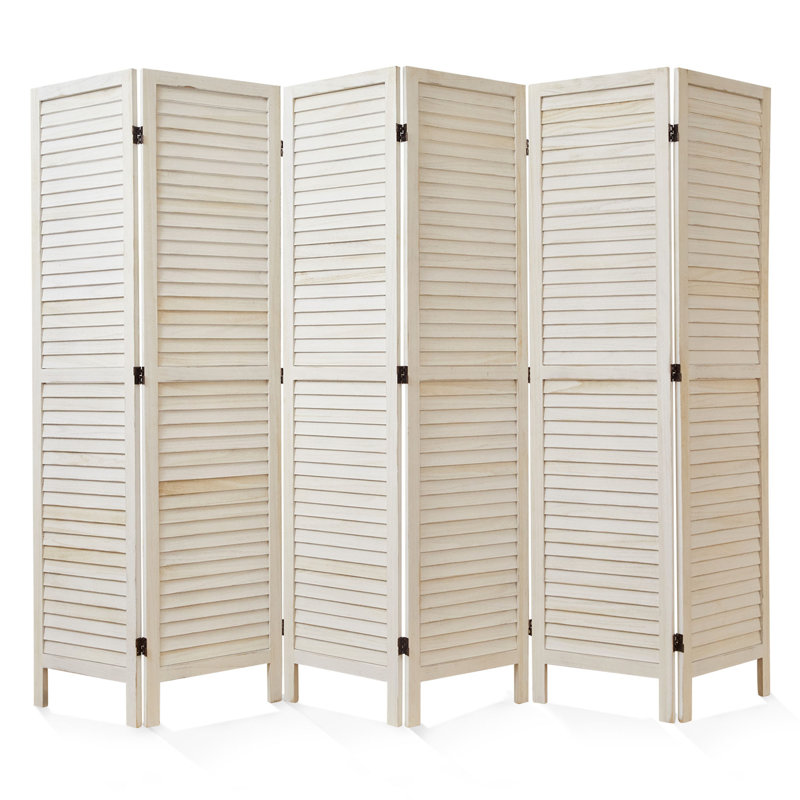 Cloison 5,6 pi en bois à persiennes - mur temporaire avec charnières doubles - blanc, brun, naturel, 6, Blanc