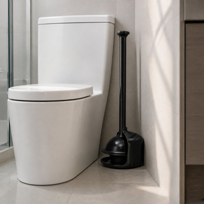 Toilet Plunger With Holder, Covered Bathroom Plunger, Stylish Bathroom Accessory For Toilet Bowl Cleaning