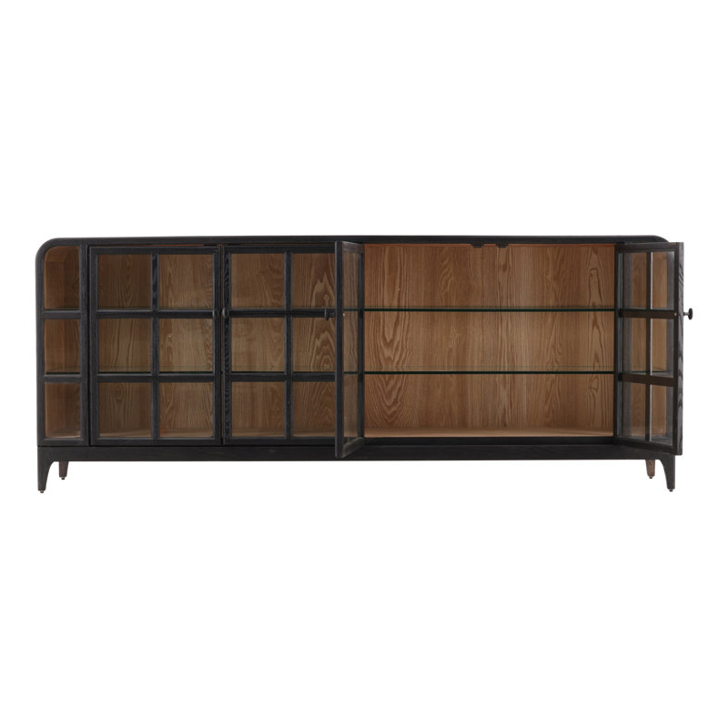 Furniture Classics Avora Chocolate Oak Glass Sideboard Buffet