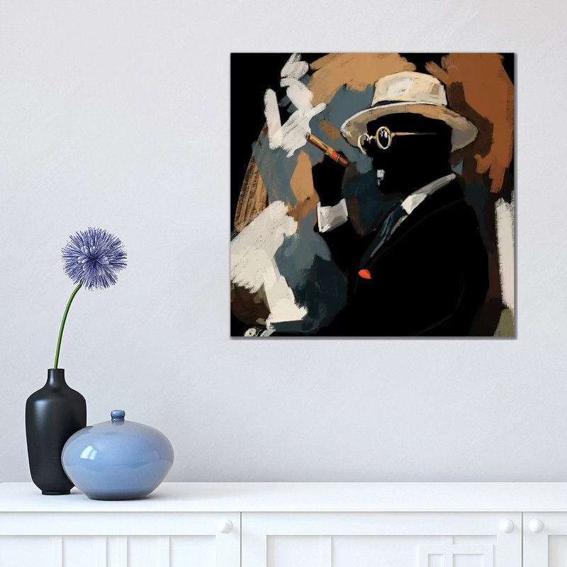 Cigar Lounge - Painting on Canvas, Wrapped Canvas, 45.72cm H x 45.72cm W x 3.81cm D