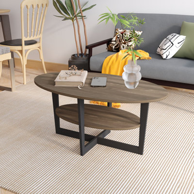 Modern Wood Storage Tea Table Coffee Table with Shelf for Small Space Living Room