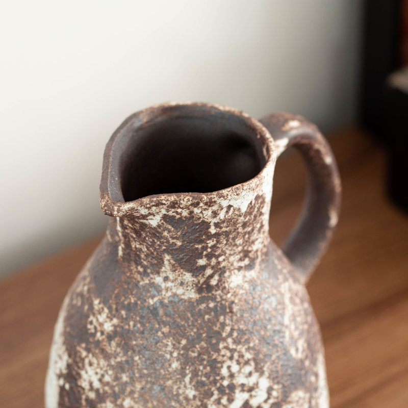 Pichet en céramique vintage rétro avec pichet en céramique rustique avec poignée pour décor de maison et de bureau
