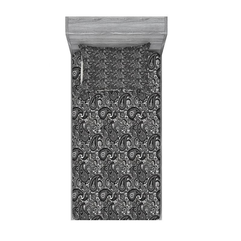 Microfiber Paisley Sheet Set, Twin Sheet Set + Fitted Sheet + 1 Pillowcase