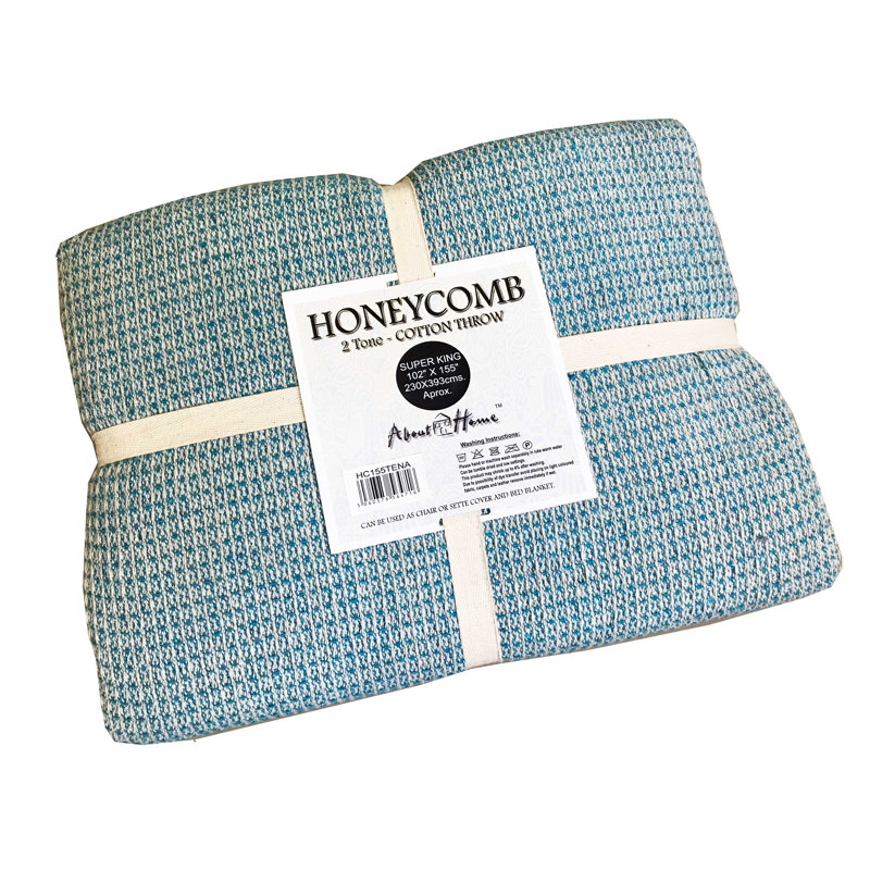 Hand Woven Throw Blanket, Teal