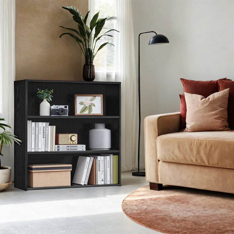 Sayef Standard Bookcase, (3 Shelves) 31.9" H x 31.5" W x 9.4" D, Cloud White
