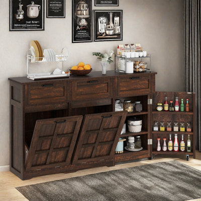 Armoire de cuisine à double poubelle inclinable avec tiroir et tablettes Balconera
