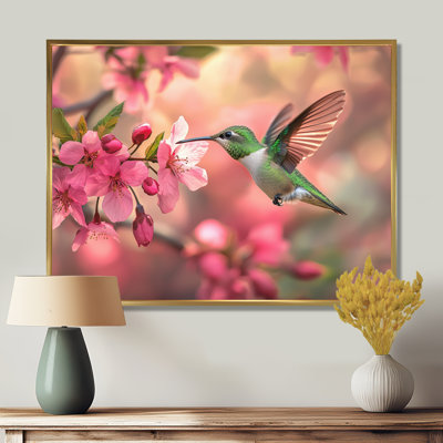 Colibri et fleurs - oiseau, art mural