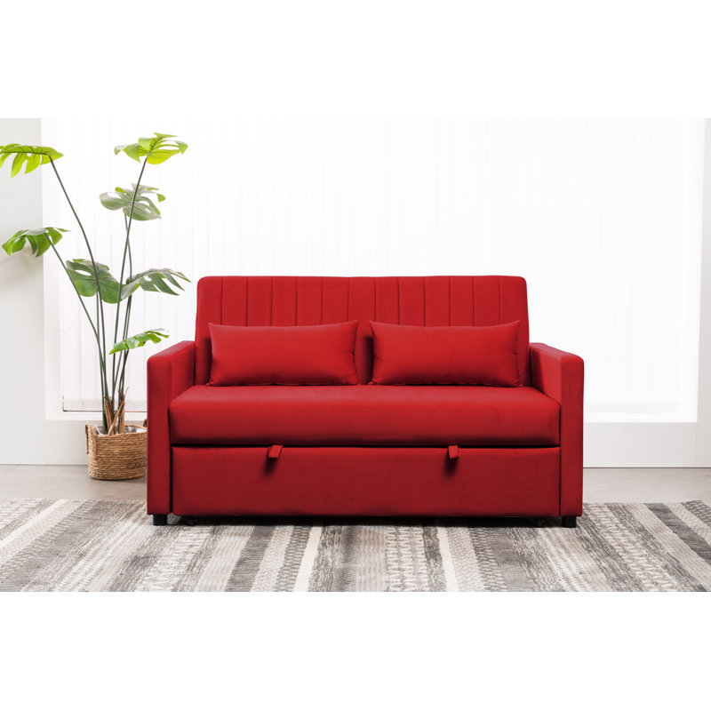 Kusilvak 58'' Velvet Sofa, Burgundy