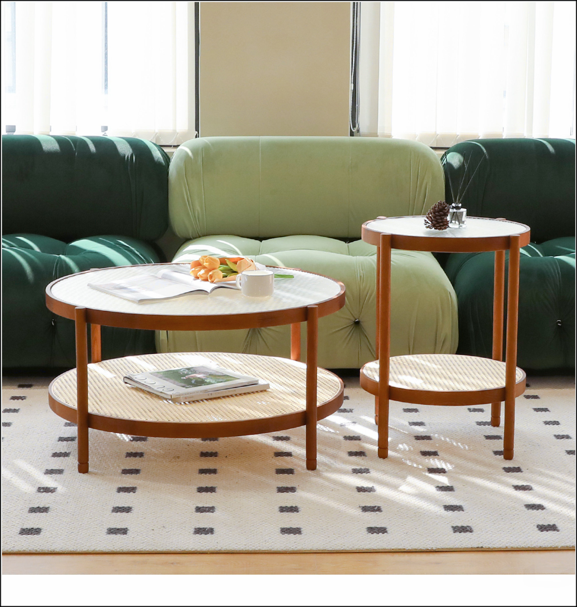 Bay Isle Home™ 2-Piece Modern Farmhouse Living Room Coffee Table Set ...