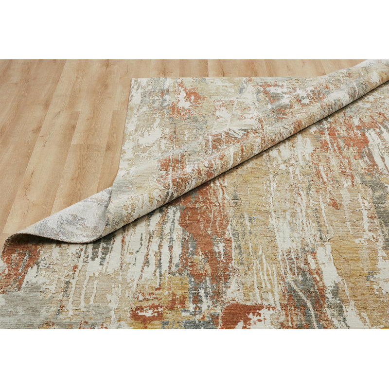 Bergeman Wool Abstract Area Rug in Beige, Runner 2'6" x 8'