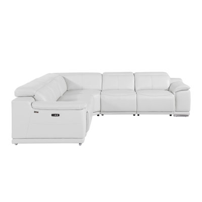 Crasia 5 Piece Top Grain Italian Leather Reclining Sectional