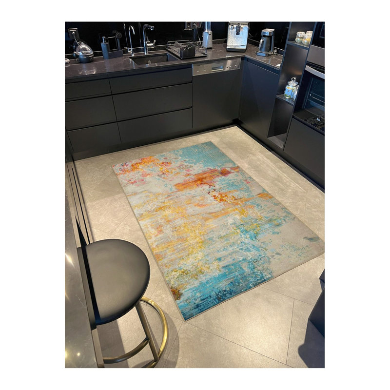 Tapis lavable à motif pastel doux, Sous-tapis carré 3 pi 3 po inclus