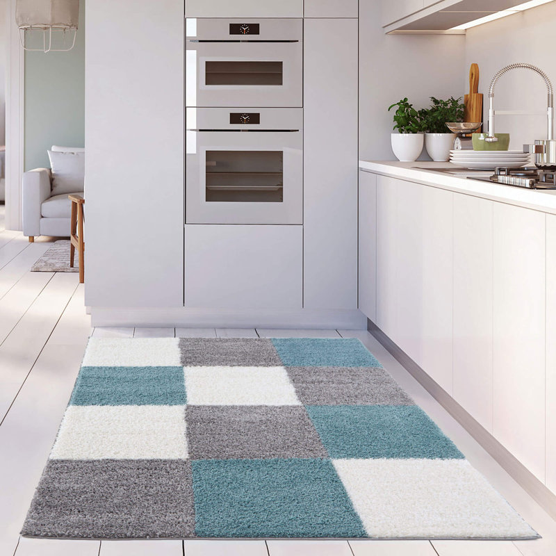 Myshaggy Collection Rugs Geometric Design in Duck Egg Blue, Rectangle 120 x 170cm