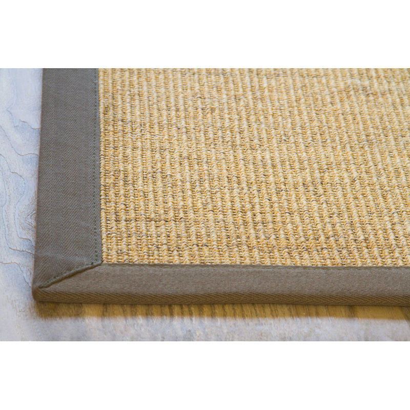 Sisal Rug Brentford - Flat Woven Dark Colour / Border Olive Green, Square 160cm