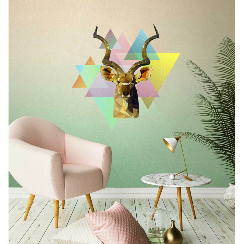 Décalcomanie murale cerf polygonal, GD116 (33 po x 33 po)