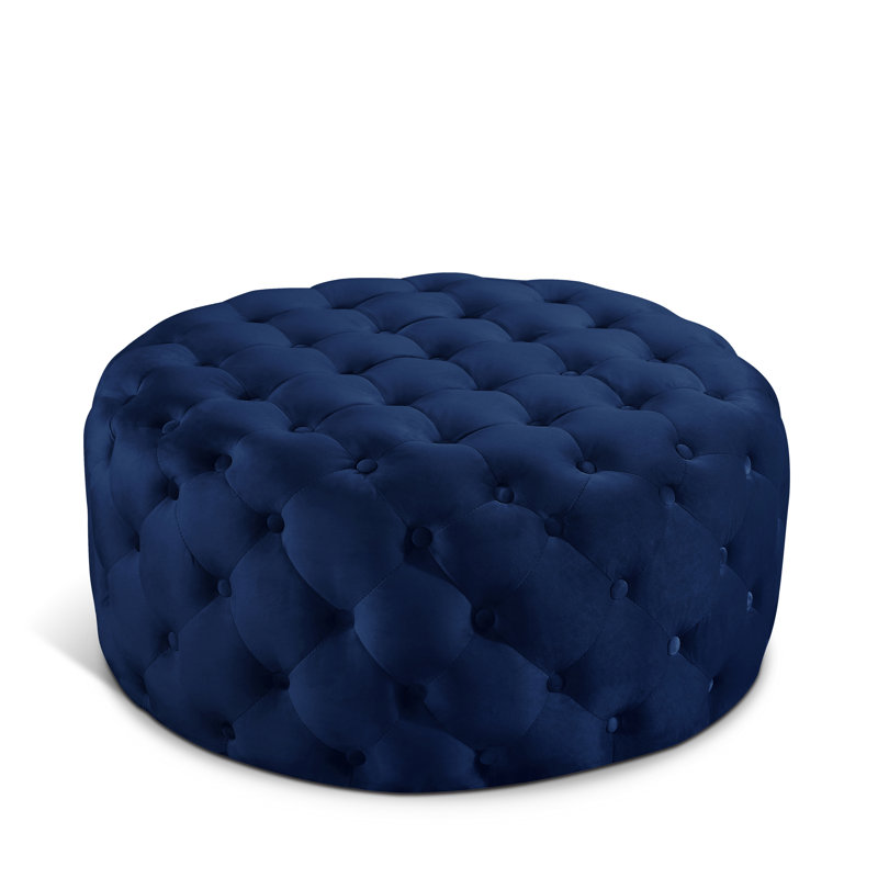 Repose-pieds rond 36 po Plattsburgh, Velours marine