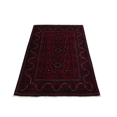 Tapis rouge nouvel âge en laine 3 pi 4 po x 4 pi 8 po Burnestine