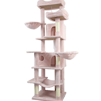 Pink, 68 Inches, Tall, Multi - Level, Cat Tree, 6 Level Playground, Removable Comfortable And Cushions, Wrapped Scratching Posts, Relaxing Napping Areas, Cats Pink Inches Tall Tree With Posts Areas