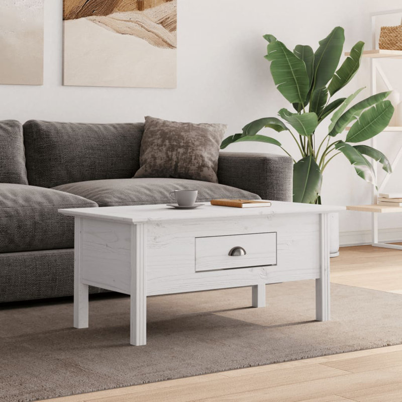 Table basse à 4 pieds avec rangement, Blanc