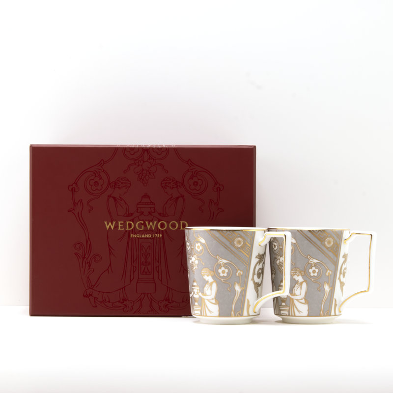 Wedgwood Renaissance Gold Mug 10.1floz, Set of 2, Gray/Gold