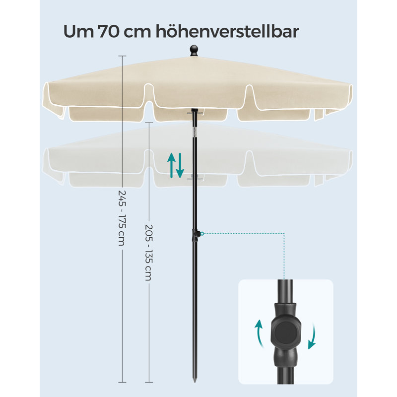 Burdzel Rectangular Market Parasol, Beige, 241cm H x 270cm W x 270cm D
